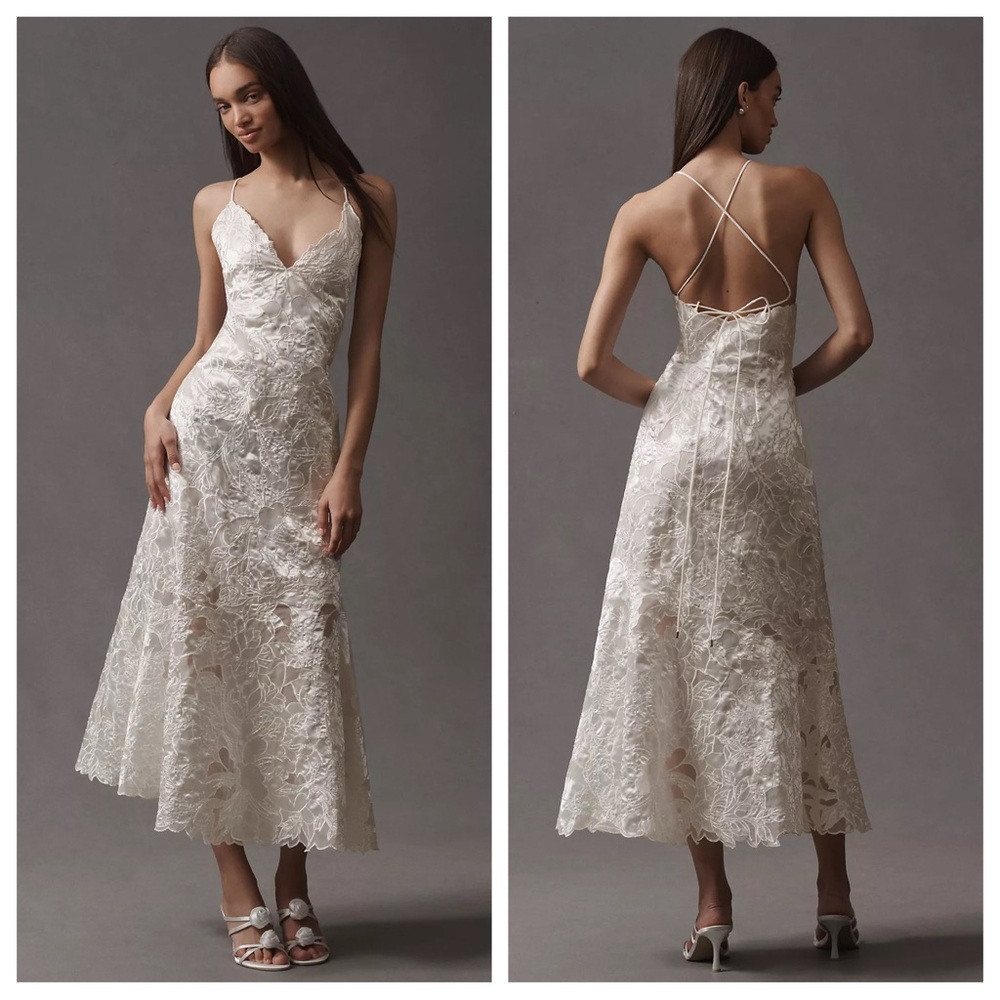 Liv Foster Reese Embroidered Long Dress in Ivory